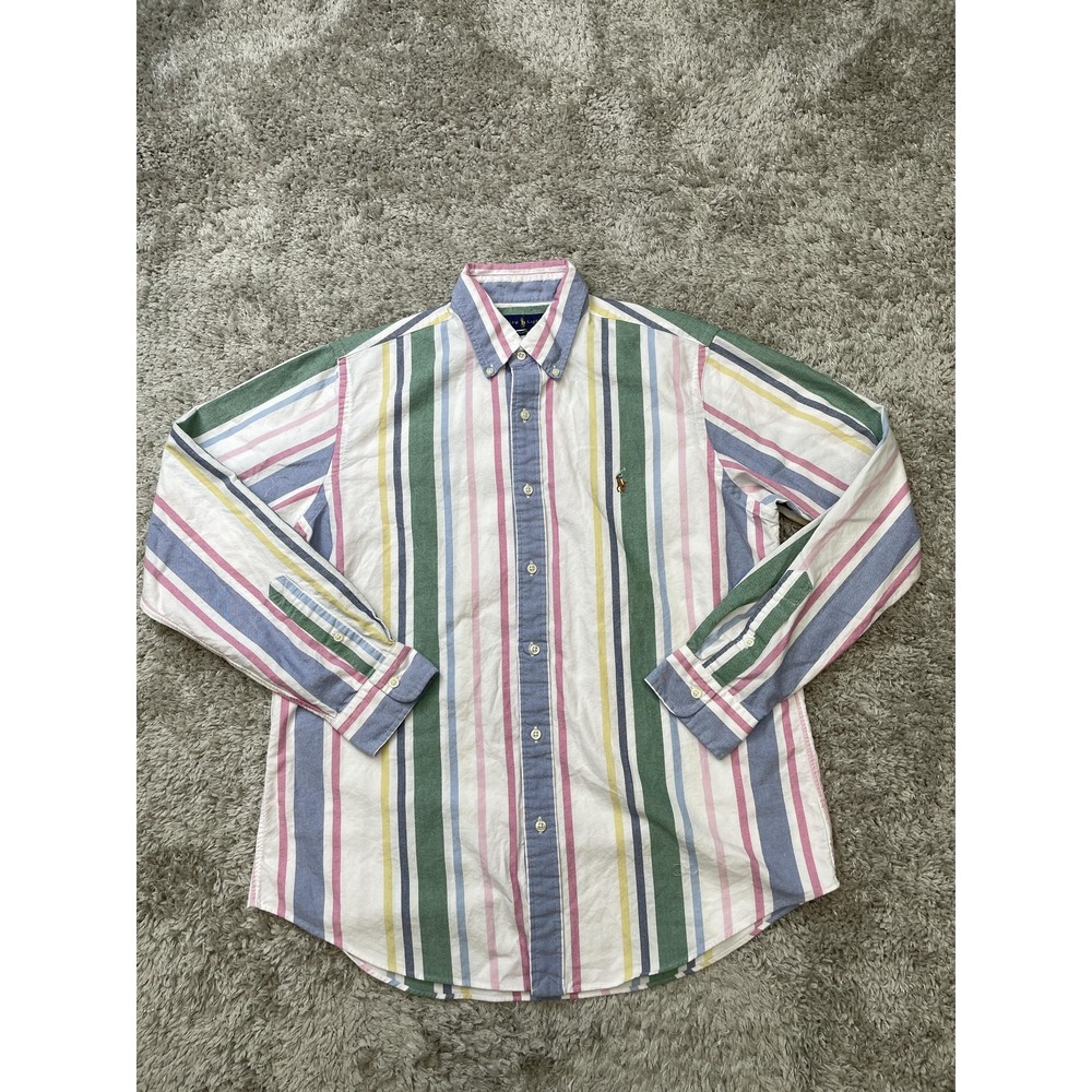 Ralph Lauren Shirt Mens Large Multicolor Striped Button Down Classic Fit Pony